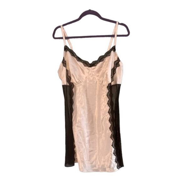 Cacique Teddy Cream Black Lace Nightie Lingerie Sheer Babydoll Mesh 18/20 - Picture 1 of 4